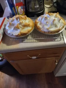 Delicious homemade chocolate pie topped with whipped cream