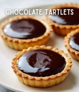 Delicious chocolate tartlets garnished with fresh berries and whipped cream