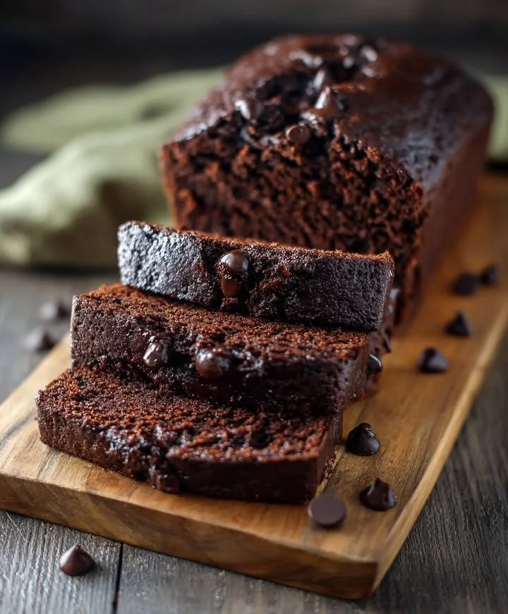 Deliciously rich chocolate zucchini bread fresh out of the oven