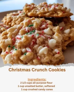 Plate of festive Christmas Crunch Cookies with colorful sprinkles.