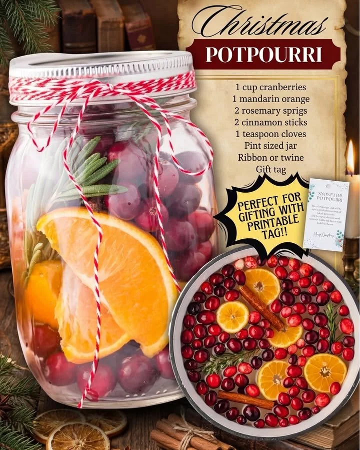 Homemade Christmas potpourri with spices and dried fruits for holiday scent