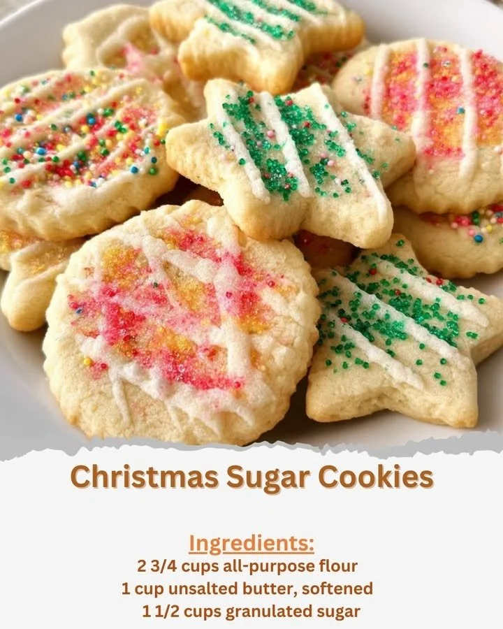 Decorated Christmas sugar cookies on a festive platter