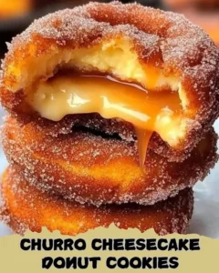 Delicious Churro Cheesecake Donut Cookies with a sprinkle of cinnamon sugar