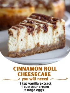 Delicious Cinnamon Roll Cheesecake slice on a plate with a fork