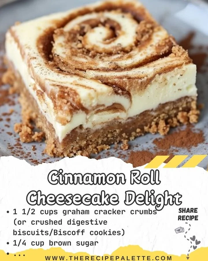 Delicious cinnamon roll cheesecake topped with creamy icing