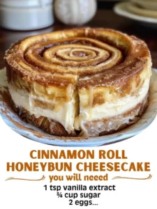 Cinnamon roll honey-style bun cheesecake slice on a plate
