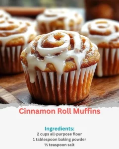 Freshly baked cinnamon roll muffins topped with icing