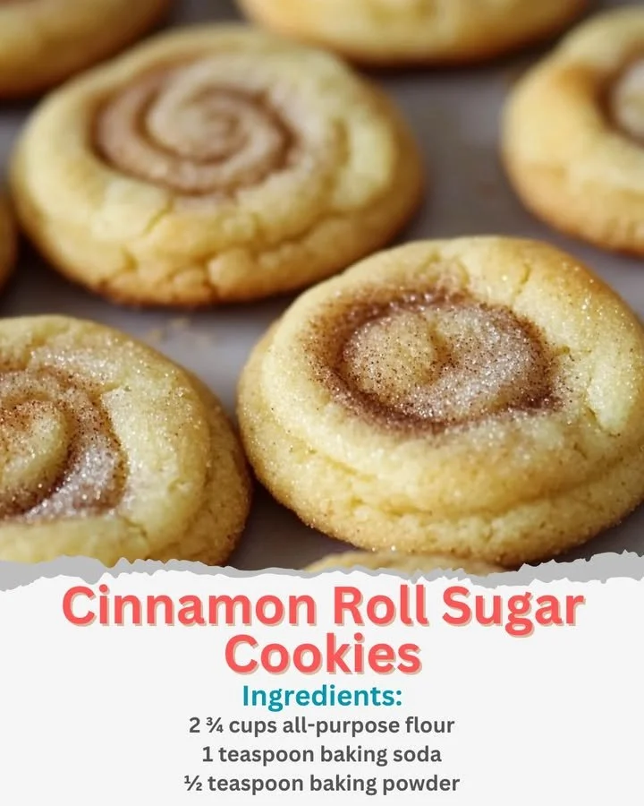 Delicious cinnamon roll sugar cookies with icing and cinnamon swirls