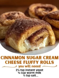 Cinnamon sugar cream cheese fluffy rolls fresh out of the oven