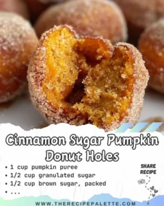 Delicious cinnamon sugar pumpkin donut holes on a plate