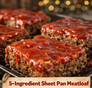 Classic 5-Ingredient Sheet Pan Meatloaf ready to serve