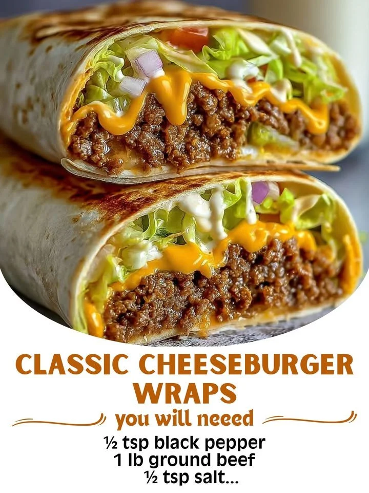 Delicious classic cheeseburger wraps served with creamy special sauce