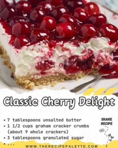 Classic Cherry Delight dessert with cherries and cream.