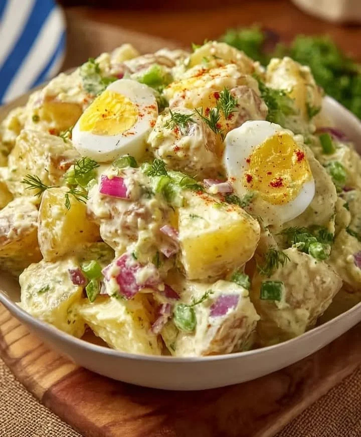 Classic potato salad with creamy dressing and fresh herbs