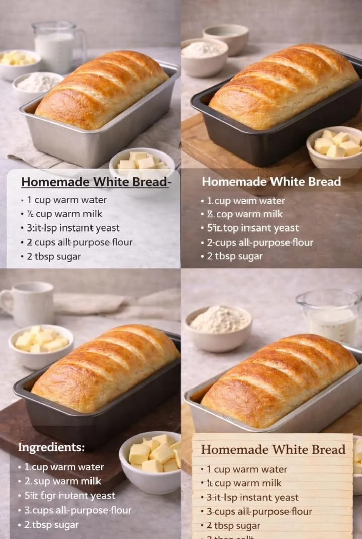 Loaf of classic white bread, freshly baked and sliced for serving.