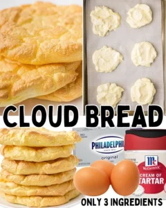 Fluffy and light Cloud Bread recipe served on a plate with toppings.