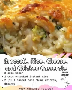 Cheesy chicken and broccoli bake served in a casserole dish