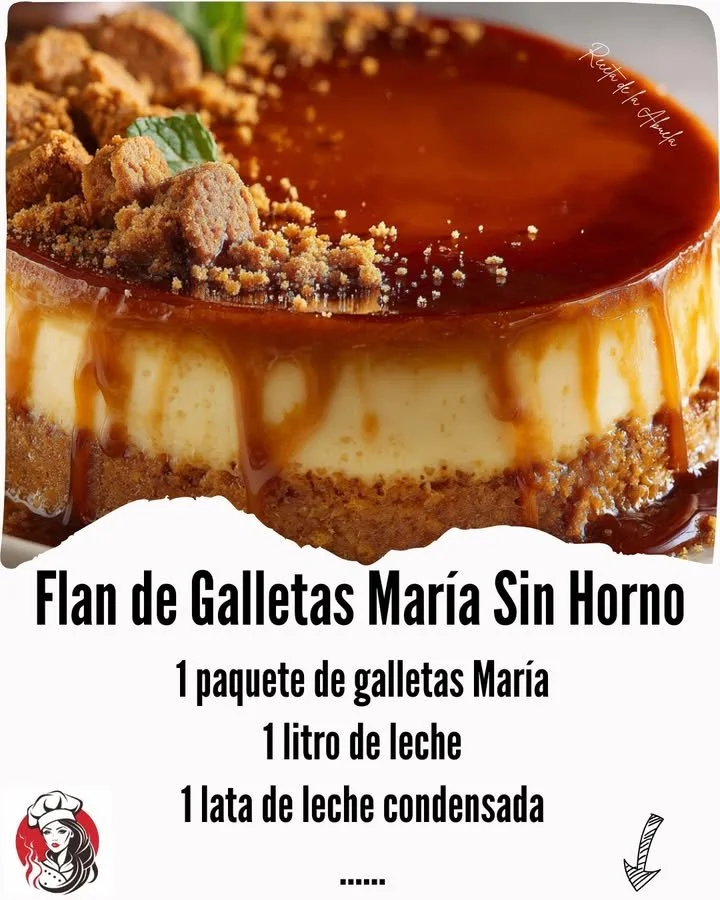 Delicious cookie flan dessert made without an oven