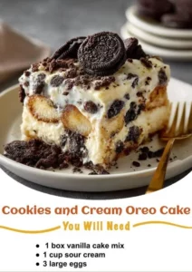Delicious Cookies and Cream Oreo Cake with chocolate frosting and Oreo crumbs
