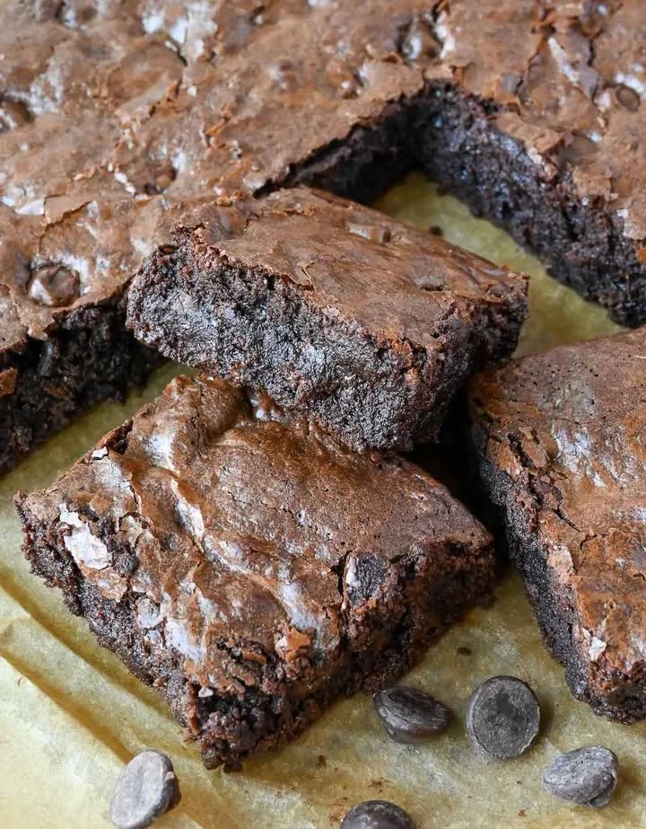 Delicious copycat Starbucks espresso brownies on a wooden table