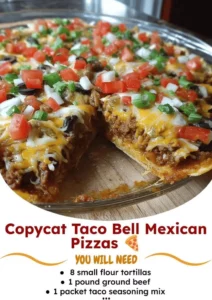 Delicious homemade copycat Taco Bell Mexican pizza ready to serve.