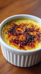 Delicious Corn Crème Brûlée dessert in a elegant dish