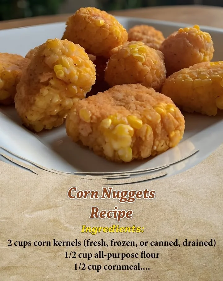 Homemade corn nuggets served on a plate with dipping sauce