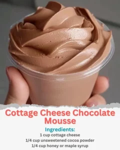 Delicious cottage cheese chocolate mousse dessert served in a bowl