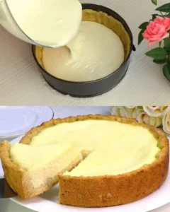 Delicious cottage cheese tart with a smooth sour cream filling