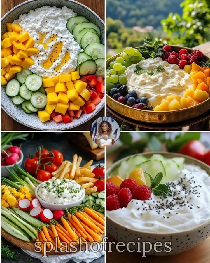 Cottage cheese served with fresh mango slices and drizzled honey