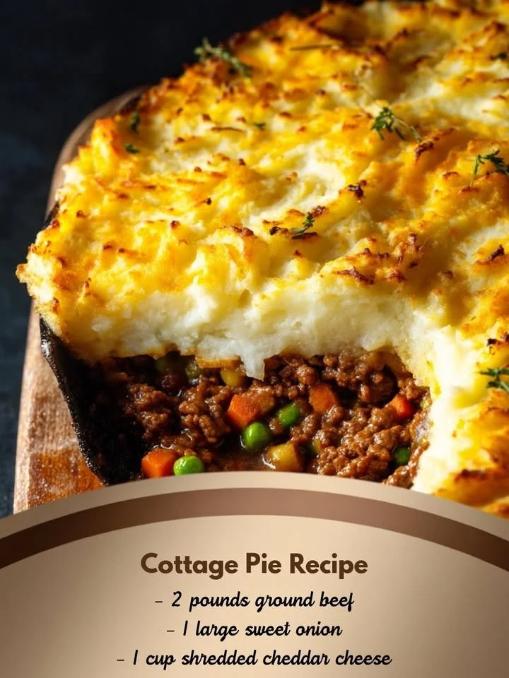 Delicious homemade Cottage Pie with savory meat and mashed potato topping.
