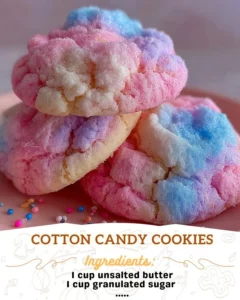 Delicious homemade Cotton Candy Cookies on a colorful plate