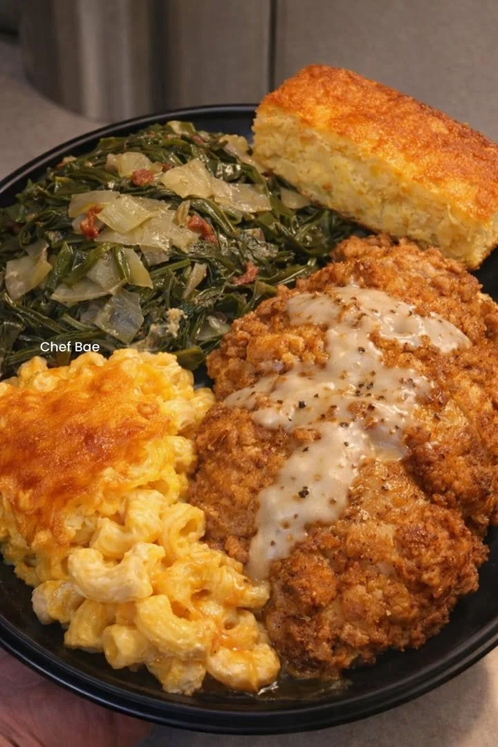 Crispy and savory Country Fried Chicken served with sides
