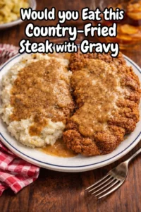 Plate of Country-Fried Steak with Rich Gravy Garnished with Parsley
