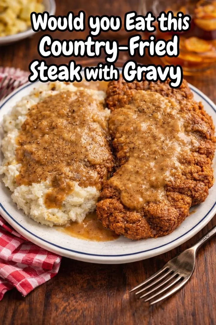 Plate of Country-Fried Steak with Rich Gravy Garnished with Parsley