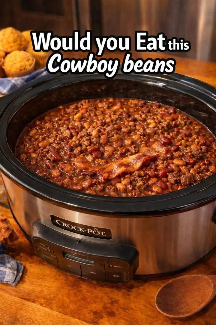Delicious Cowboy Beans served in a rustic dish.
