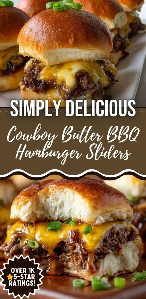 Delicious Cowboy Butter BBQ Hamburger Sliders served on a platter