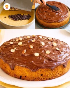 Cozy homemade pumpkin chocolate cake topped with creamy frosting