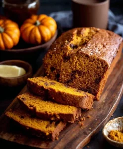 Delicious homemade pumpkin bread baking in the oven