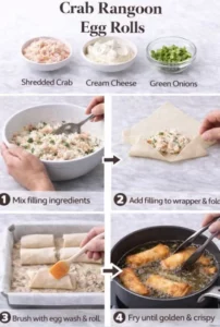 Crispy Crab Rangoon Egg Rolls served with dipping sauce