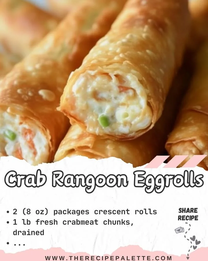 Crispy Crab Rangoon Egg Rolls with a creamy crab filling