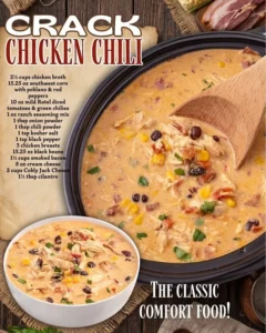 Delicious crack chicken chili made in a crockpot - a comforting dish.