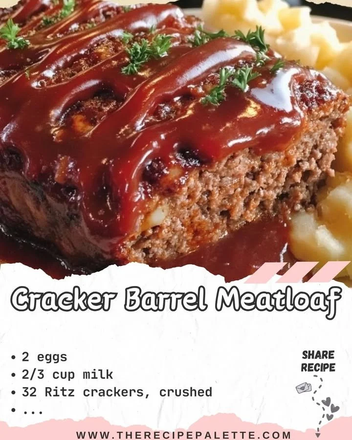Delicious slices of Cracker Barrel meatloaf served with sides