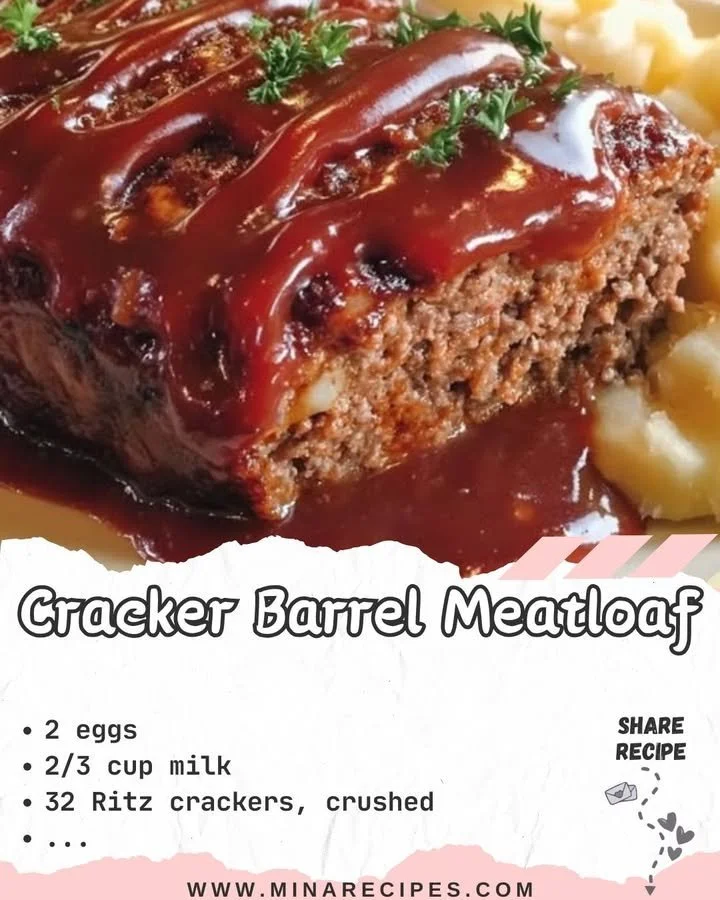 Delicious Cracker Barrel meatloaf served with sides on a plate