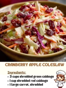 Bowl of Cranberry Apple Coleslaw with colorful ingredients