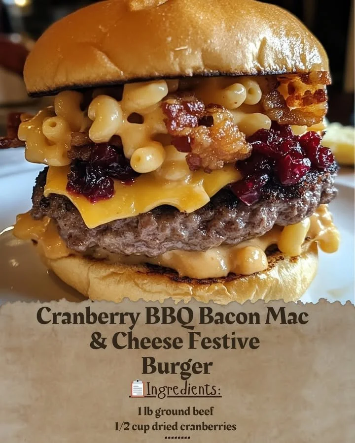 Cranberry BBQ Bacon Mac & Cheese Festive Burger