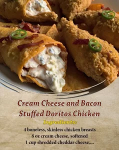 Cream Cheese and Bacon Stuffed Doritos Chicken on a plate