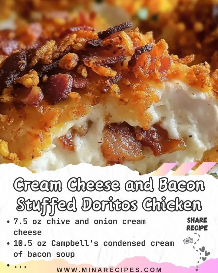Cream Cheese and Bacon Stuffed Doritos Chicken ready to serve