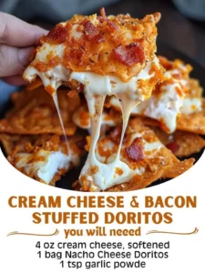 Plate of cream cheese bacon stuffed crunchy corn chips ready to enjoy.