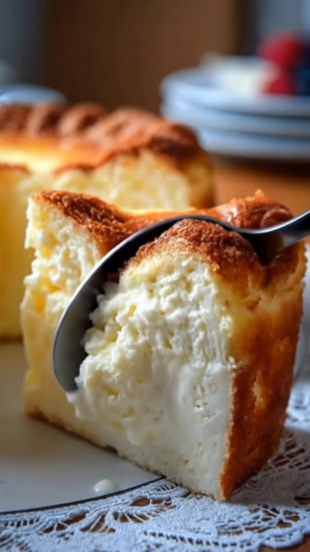 Delicious slice of cream cheese cake topped with frosting and berries